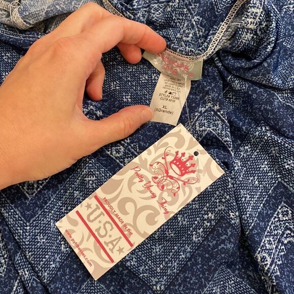 Pretty Young Thing Denim Chevron Hi-Low Tunic Dress Top NWT- XL - Picture 5 of 6